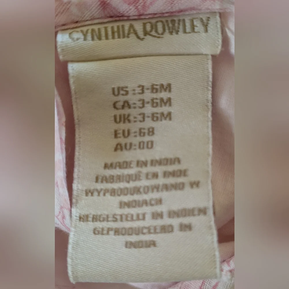 ✨HP✨NWT Cynthia Rowley Pink/Soft White Bunny Print Baby Dress Set Size 3-6months - Picture 8 of 10
